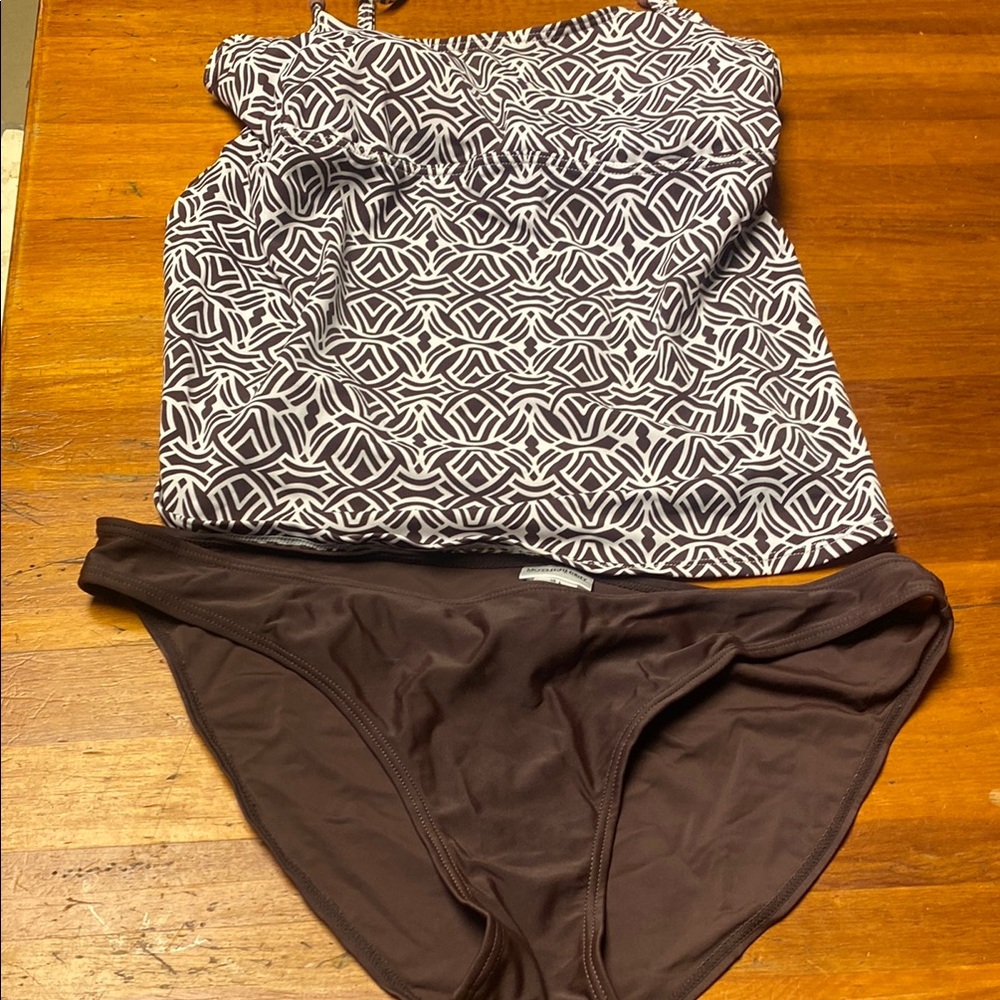 Motherhood Maternity Brown and White Bikini Set